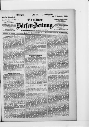 Berliner Börsen-Zeitung vom 07.11.1885