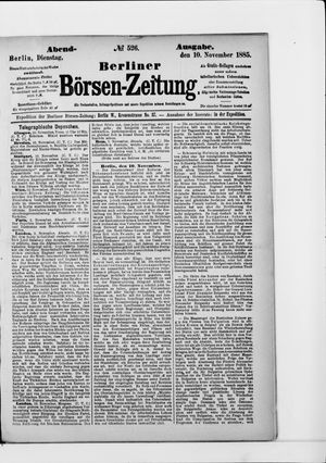 Berliner Börsen-Zeitung vom 10.11.1885