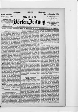 Berliner Börsen-Zeitung vom 14.11.1885