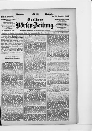Berliner Börsen-Zeitung vom 18.11.1885
