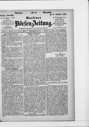 Berliner Börsen-Zeitung vom 19.11.1885