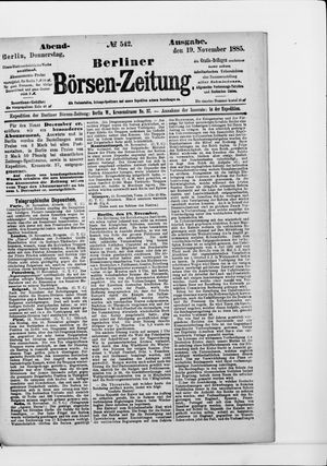 Berliner Börsen-Zeitung vom 19.11.1885