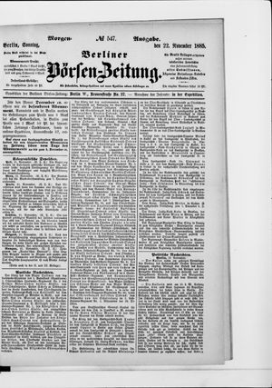 Berliner Börsen-Zeitung vom 22.11.1885
