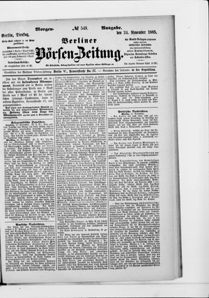 Berliner Börsen-Zeitung vom 24.11.1885