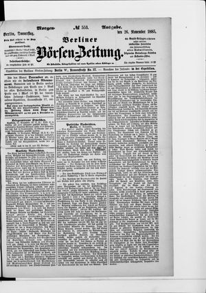 Berliner Börsen-Zeitung vom 26.11.1885