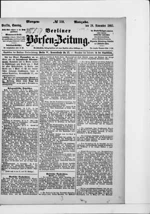 Berliner Börsen-Zeitung vom 29.11.1885