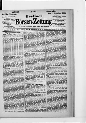 Berliner Börsen-Zeitung vom 01.12.1885