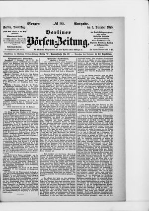 Berliner Börsen-Zeitung vom 03.12.1885