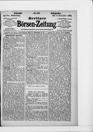 Berliner Börsen-Zeitung vom 03.12.1885