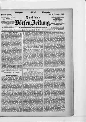 Berliner Börsen-Zeitung vom 04.12.1885