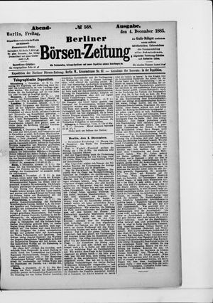 Berliner Börsen-Zeitung vom 04.12.1885