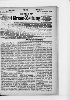 Berliner Börsen-Zeitung vom 15.12.1885
