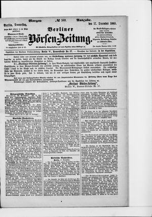 Berliner Börsen-Zeitung vom 17.12.1885