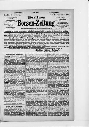 Berliner Börsen-Zeitung vom 17.12.1885