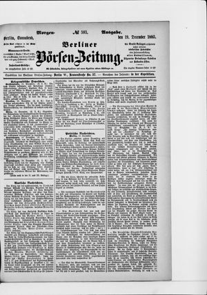 Berliner Börsen-Zeitung vom 19.12.1885