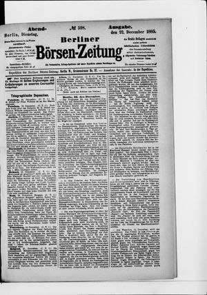 Berliner Börsen-Zeitung vom 22.12.1885