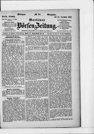 Berliner Börsen-Zeitung vom 23.12.1885