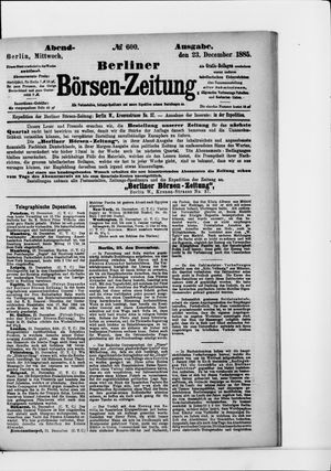 Berliner Börsen-Zeitung vom 23.12.1885