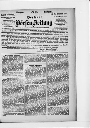 Berliner Börsen-Zeitung vom 24.12.1885