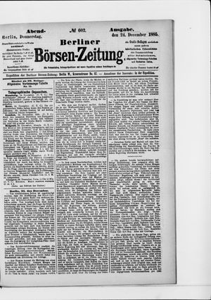 Berliner Börsen-Zeitung vom 24.12.1885