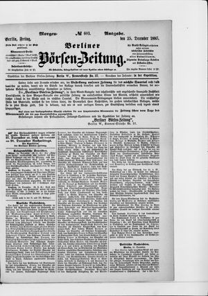 Berliner Börsen-Zeitung vom 25.12.1885