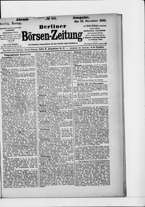 Berliner Börsen-Zeitung vom 28.12.1885