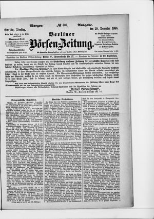 Berliner Börsen-Zeitung vom 29.12.1885