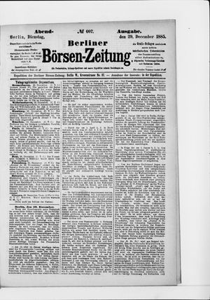 Berliner Börsen-Zeitung vom 29.12.1885
