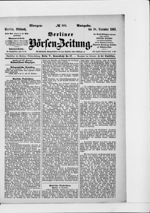 Berliner Börsen-Zeitung vom 30.12.1885