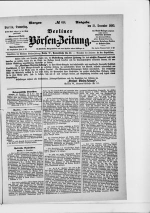 Berliner Börsen-Zeitung vom 31.12.1885