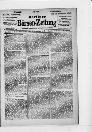 Berliner Börsen-Zeitung vom 31.12.1885