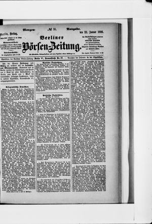 Berliner Börsen-Zeitung vom 22.01.1886