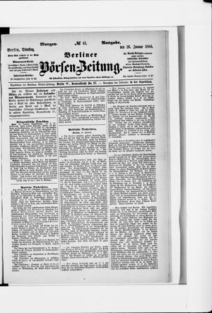 Berliner Börsen-Zeitung vom 26.01.1886