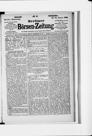 Berliner Börsen-Zeitung vom 28.01.1886