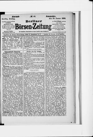 Berliner Börsen-Zeitung vom 29.01.1886