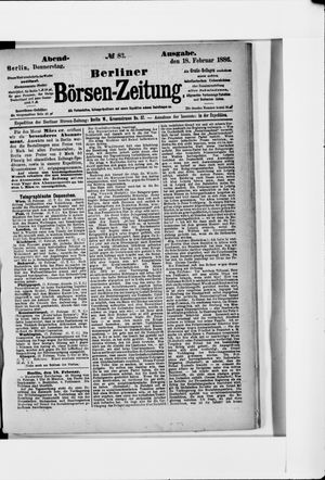 Berliner Börsen-Zeitung vom 18.02.1886