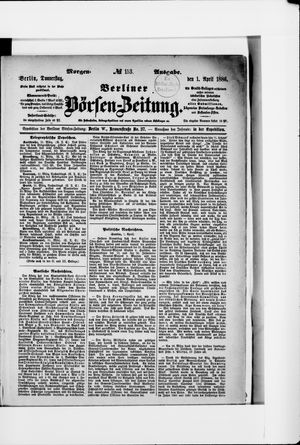 Berliner Börsen-Zeitung vom 01.04.1886