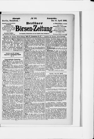 Berliner Börsen-Zeitung vom 24.04.1886
