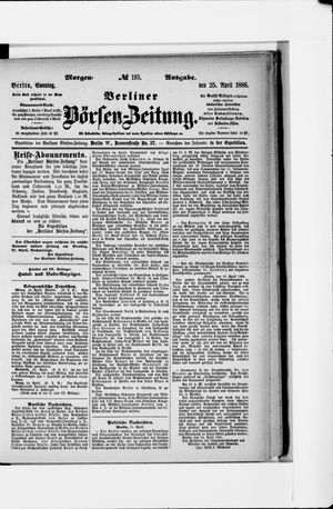 Berliner Börsen-Zeitung vom 25.04.1886