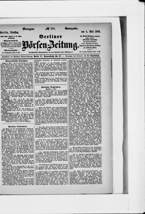 Berliner Börsen-Zeitung vom 04.05.1886