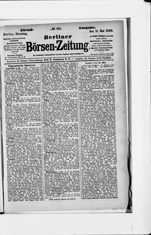 Berliner Börsen-Zeitung vom 11.05.1886