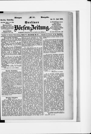 Berliner Börsen-Zeitung on Jun 10, 1886