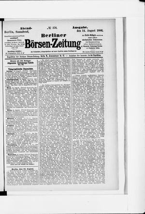 Berliner Börsen-Zeitung vom 14.08.1886