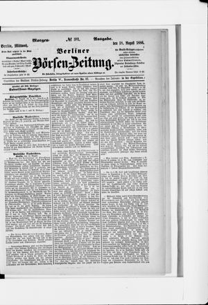Berliner Börsen-Zeitung vom 18.08.1886