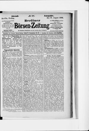 Berliner Börsen-Zeitung vom 27.08.1886