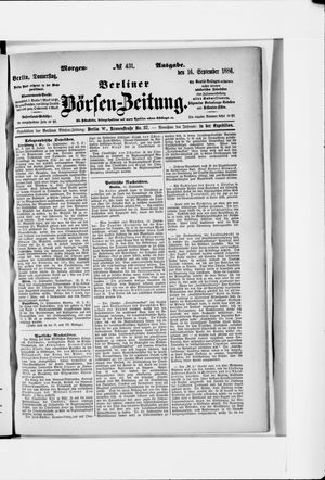 Berliner Börsen-Zeitung on Sep 16, 1886