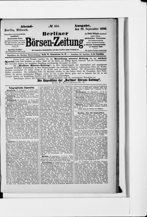 Berliner Börsen-Zeitung on Sep 29, 1886