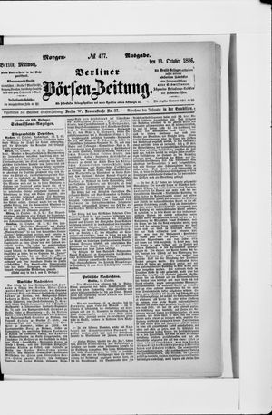 Berliner Börsen-Zeitung on Oct 13, 1886