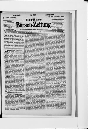 Berliner Börsen-Zeitung vom 29.10.1886