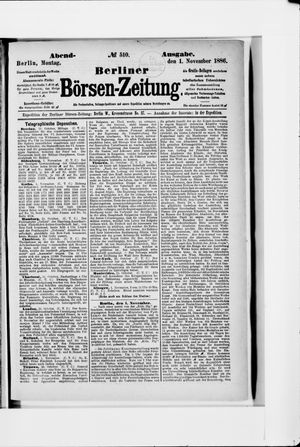 Berliner Börsen-Zeitung vom 01.11.1886